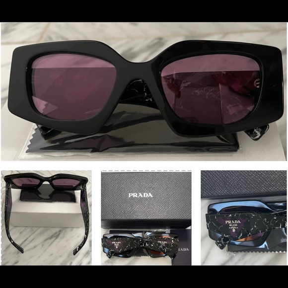 PRADA COLORFUL COLLECTION WITH THE ICONIC TRIANGLE LOGO VIOLET MIRROR LENS - Picture 5 of 16